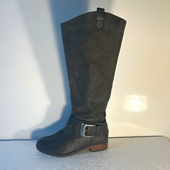 Torrid SZ 9 Kallie Black Leather Riding Knee high Boot Western Moto Edgy Boho - Picture 5 of 15